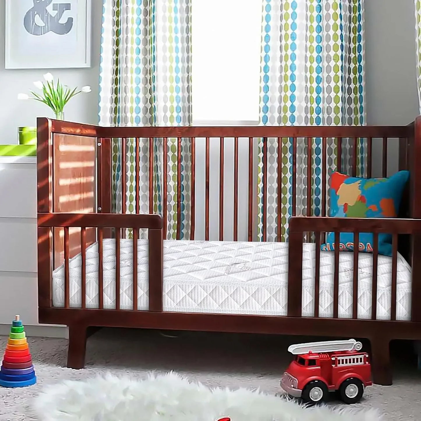 Premium Crib And Toddler Mattress With Hypoallergenic Non Toxic Fleece Surface