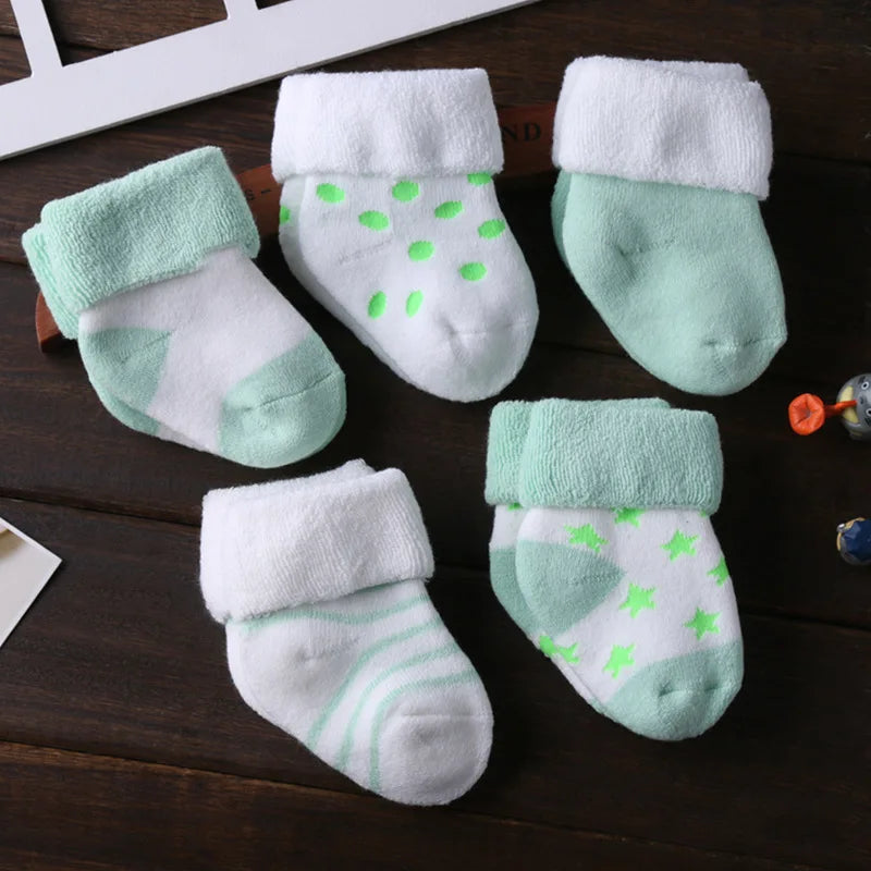 Unisex NonSkid Baby Socks 0-12 Months Cotton 5 Pairs