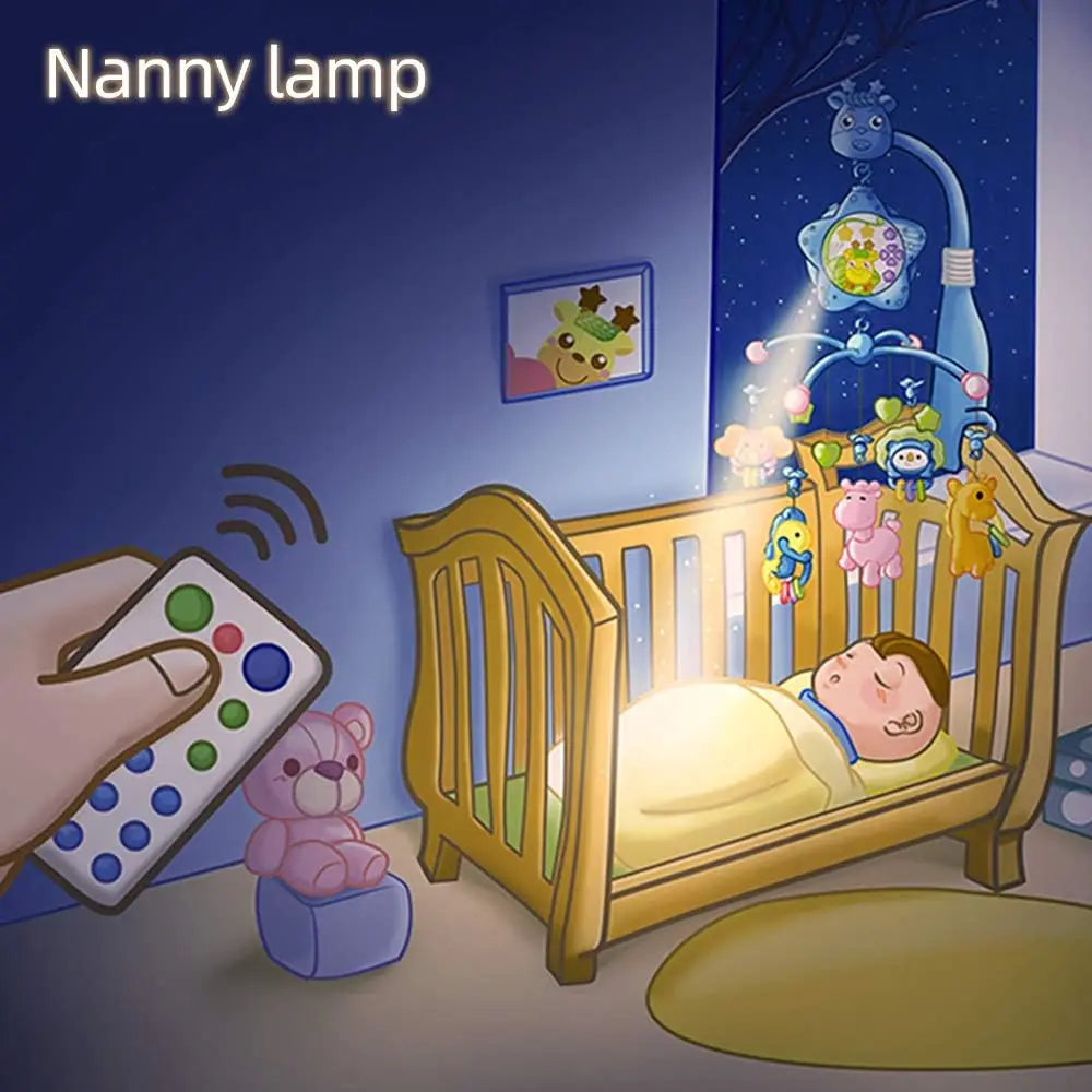 Musical Crib Mobile With Lights Remote Control Projection For Babies