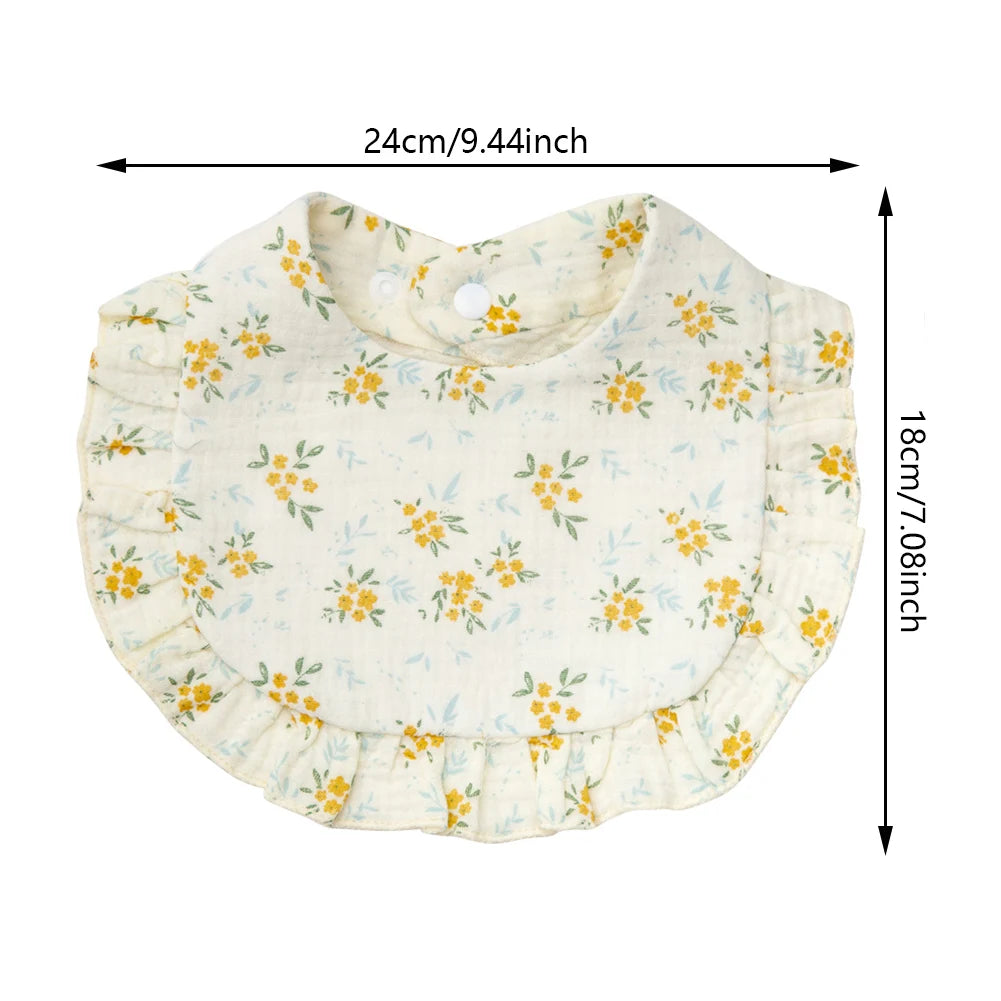 Flower Print Baby Bibs With Adjustable Snap Towel Burp Cloths