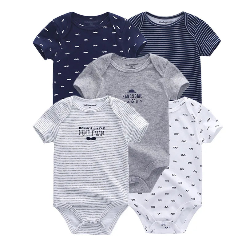 Kiddiezoom Summer 5 Piece Cartoon Bodysuits Set for Infants