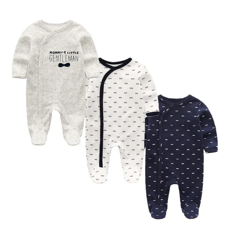 Cotton Baby Romper Footies Set 3 Pieces Unisex All Seasons