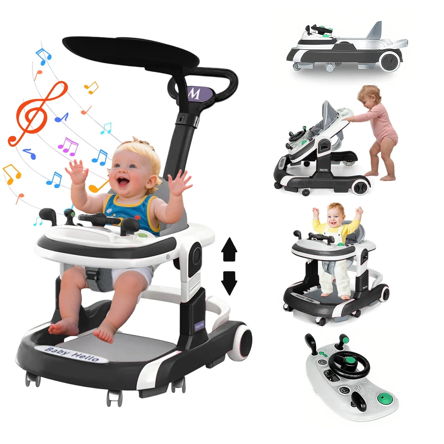 Multifunctional Baby Walker With Sunshade And Anti-Rollover Stroller