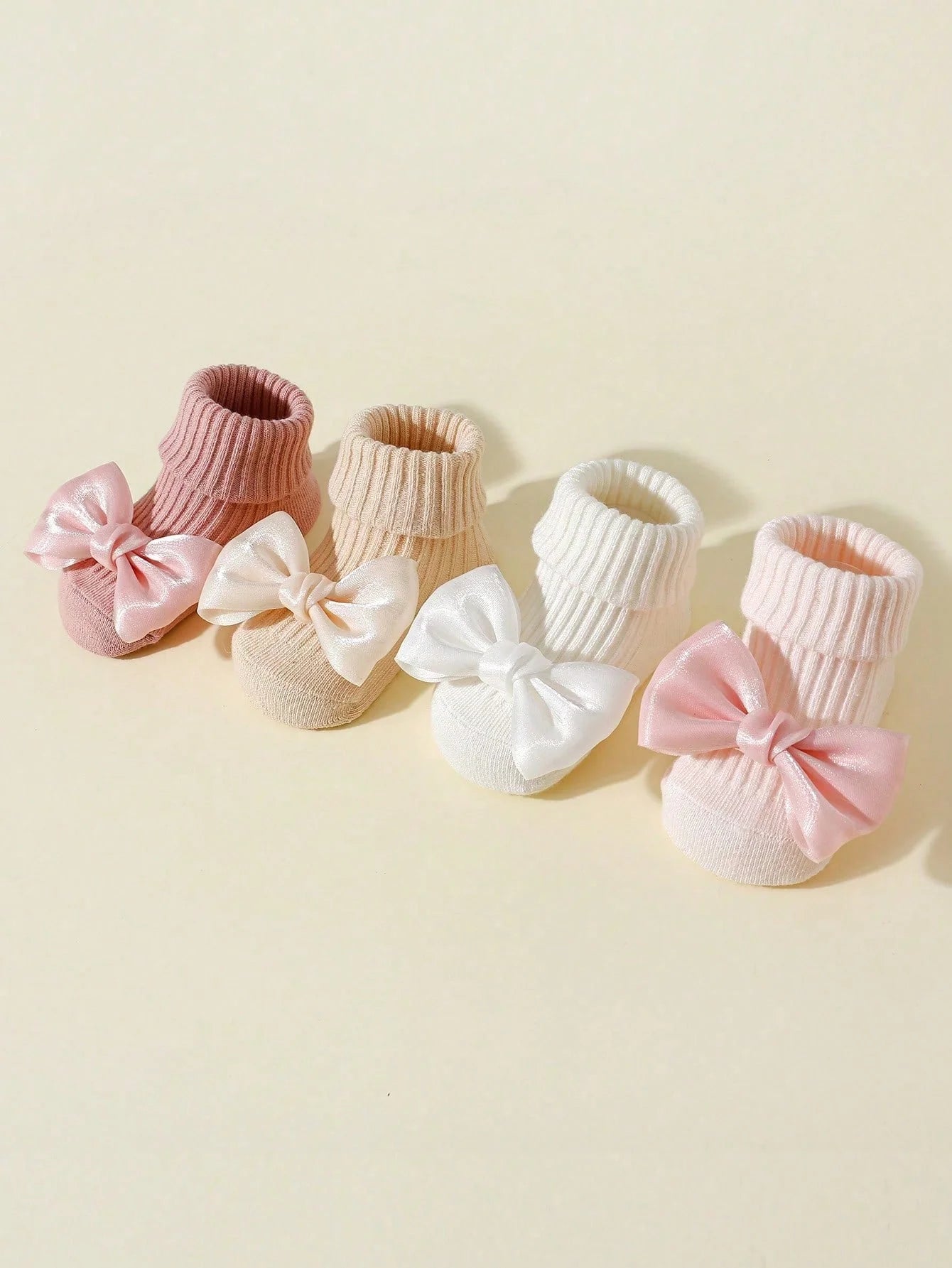 Soft Cotton Toddler Socks With Bows For Girls Anti Slip