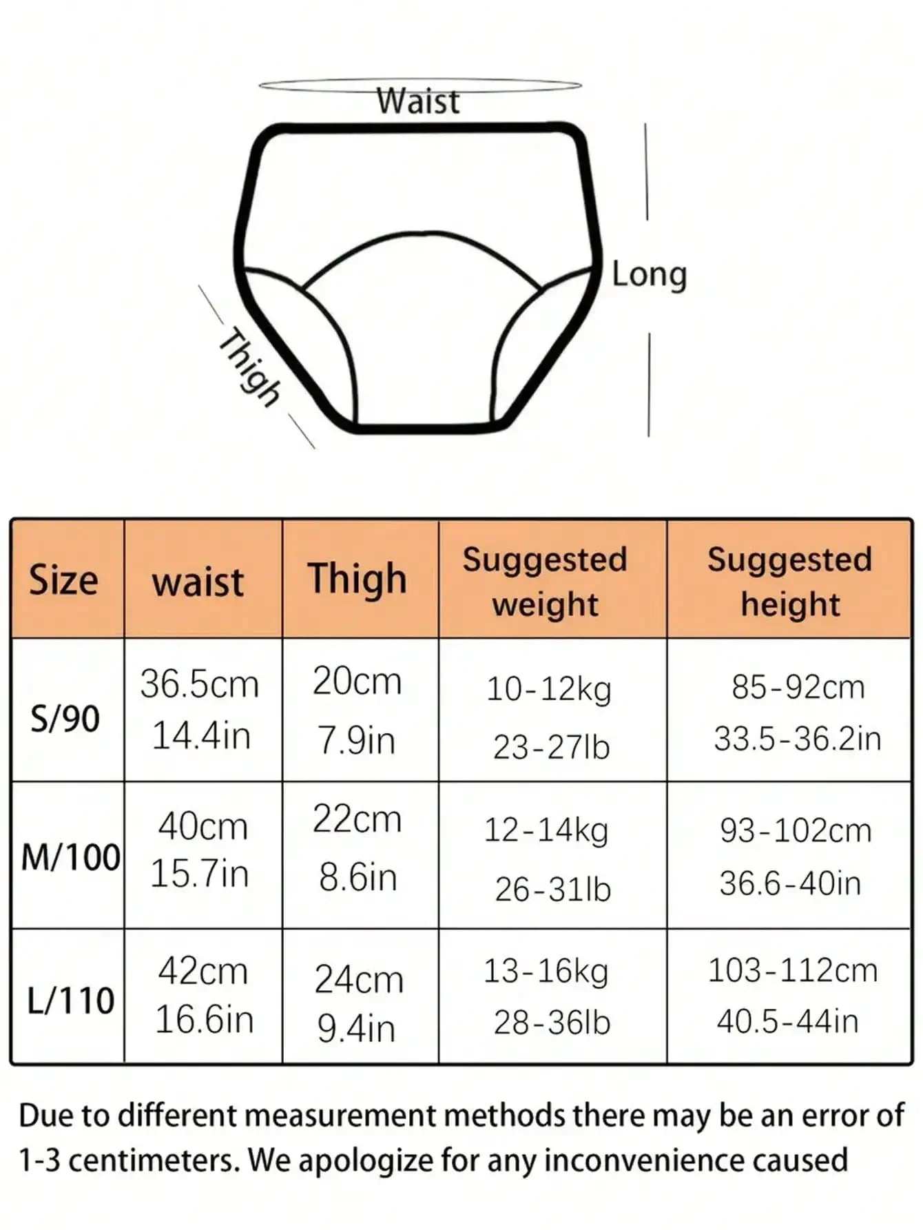 Six Pcs Baby Training Pants Reusable Cloth Diapers Breathable Diaper Covers