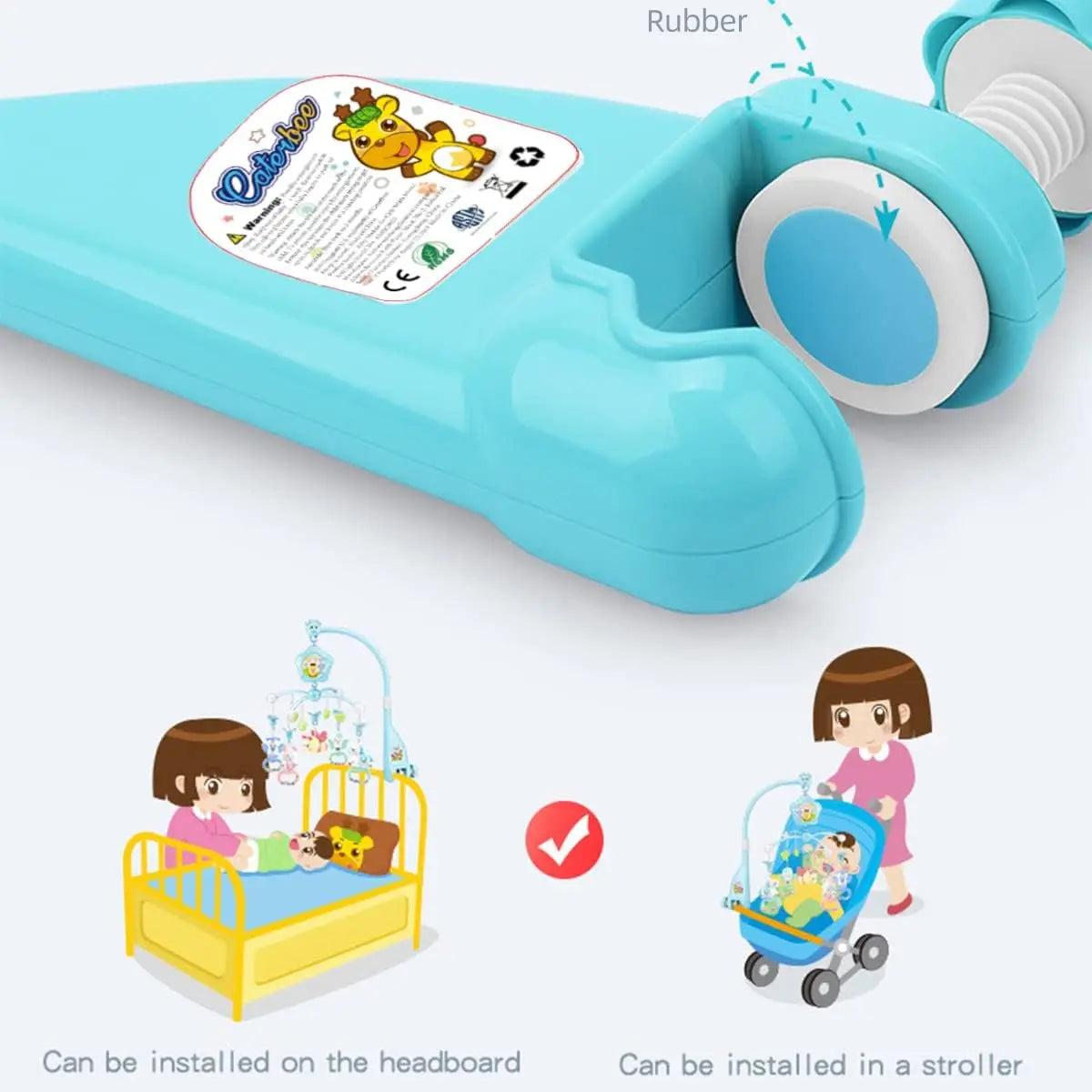 Musical Crib Mobile With Lights Remote Control Projection For Babies