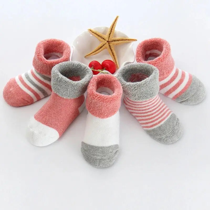 Unisex NonSkid Baby Socks 0-12 Months Cotton 5 Pairs
