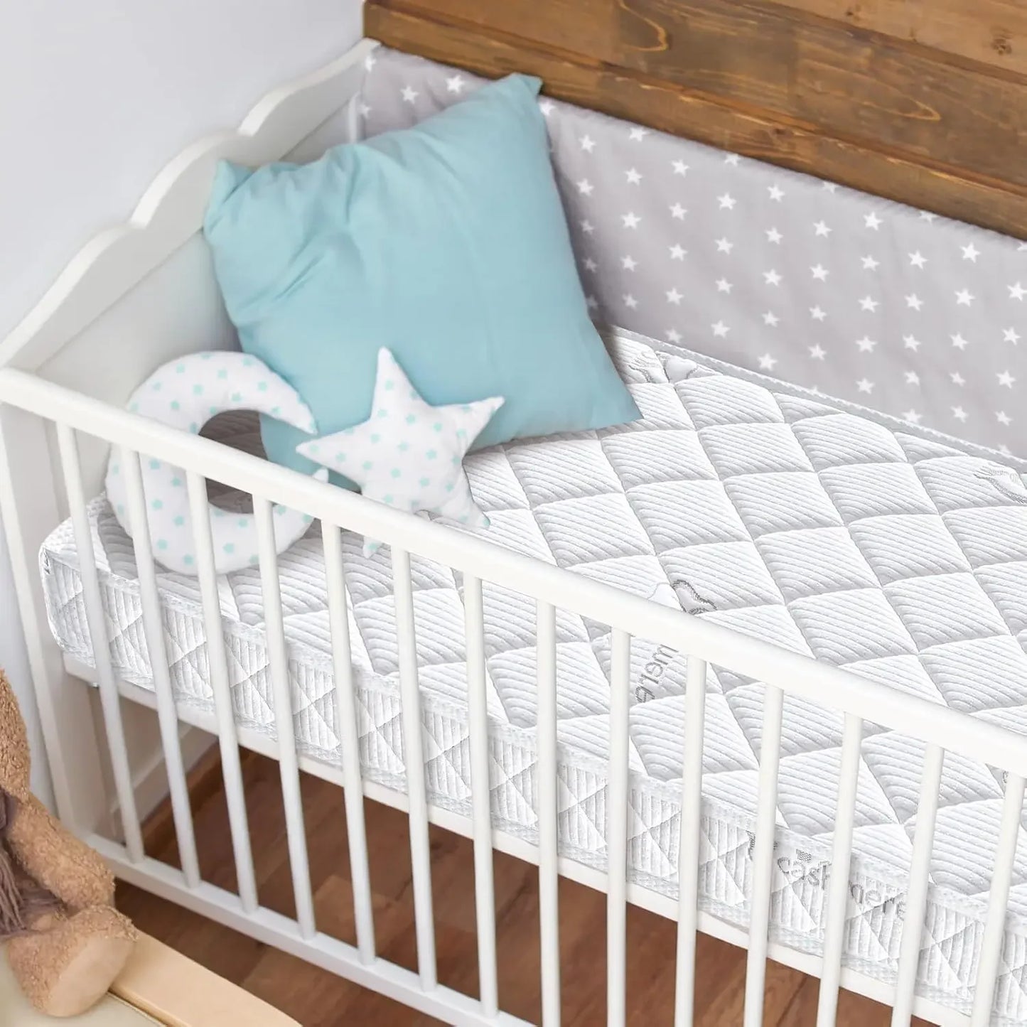 Premium Crib And Toddler Mattress With Hypoallergenic Non Toxic Fleece Surface
