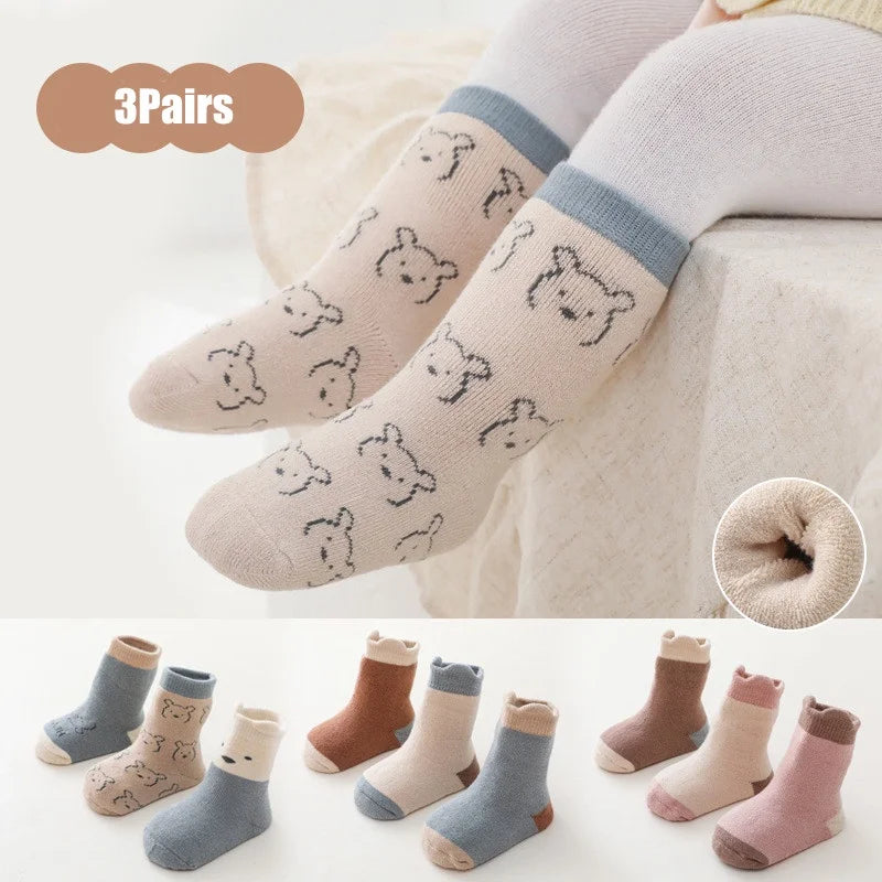 Baby Socks 3 Pack Thick Warm Cotton Polyester All Seasons Unisex