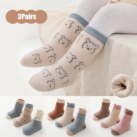 Baby Socks 3 Pack Thick Warm Cotton Polyester All Seasons Unisex