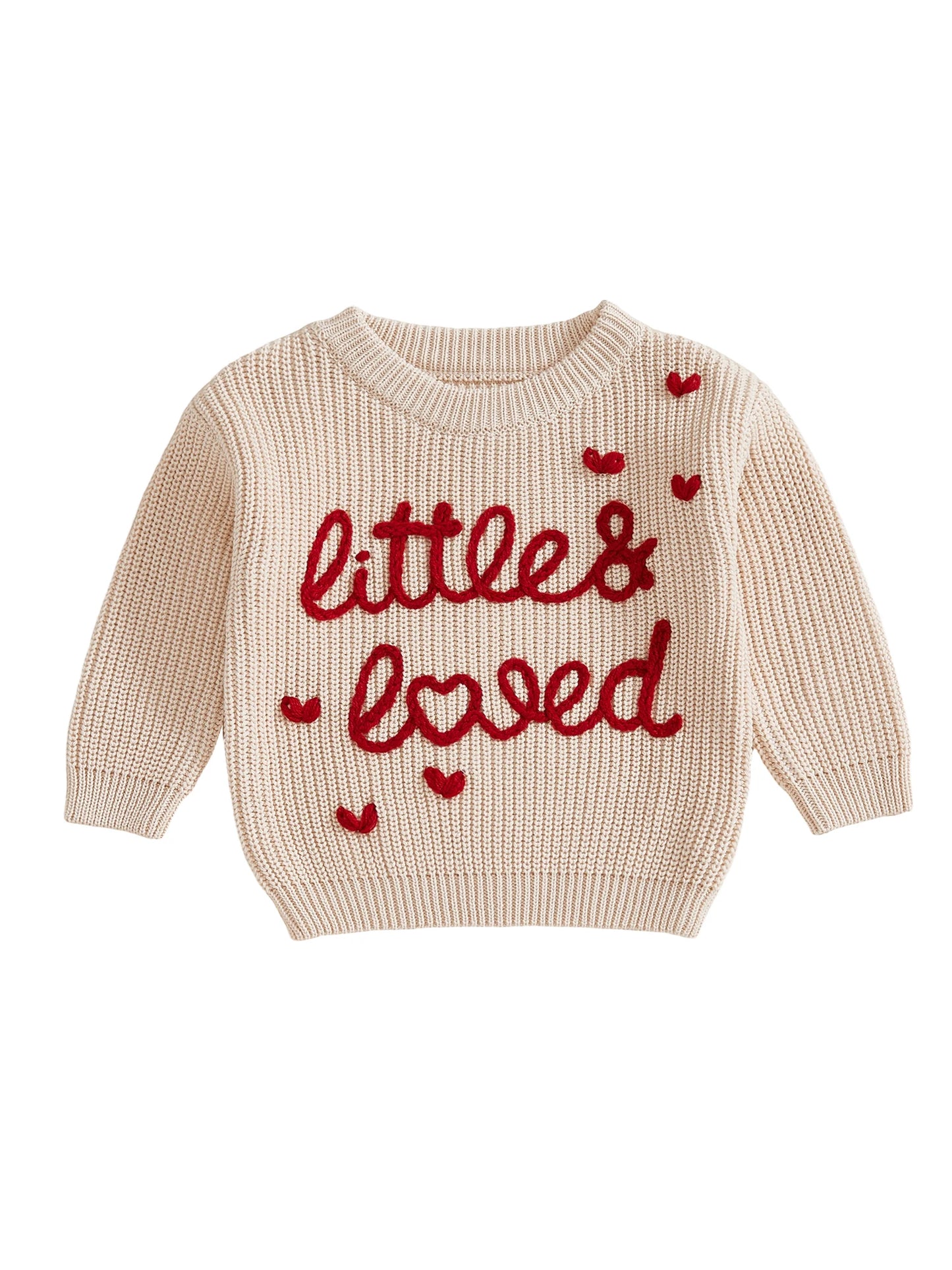 Meihuida Infant Spring Pullover With Embroidered Letters Hearts Crewneck