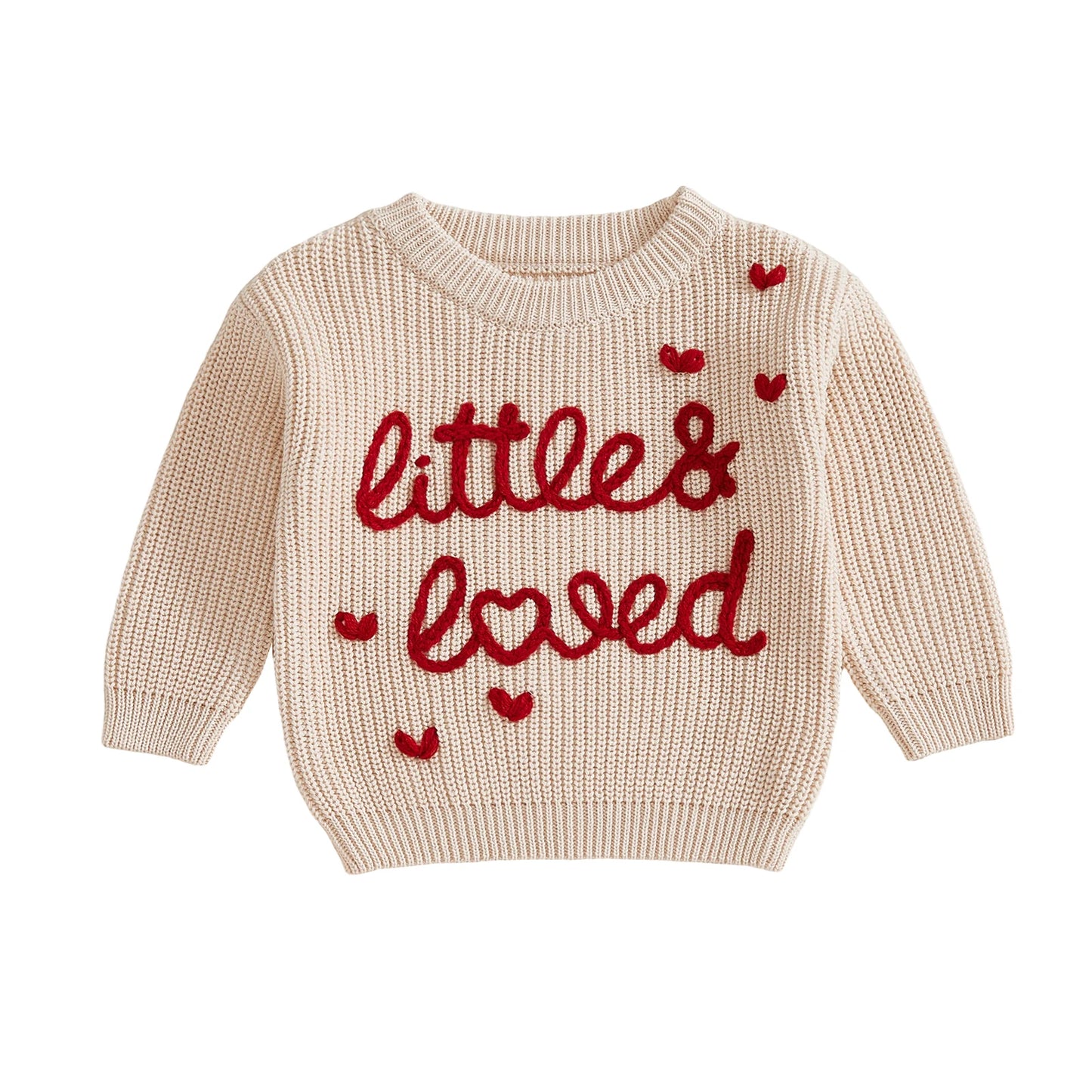 Meihuida Infant Spring Pullover With Embroidered Letters Hearts Crewneck