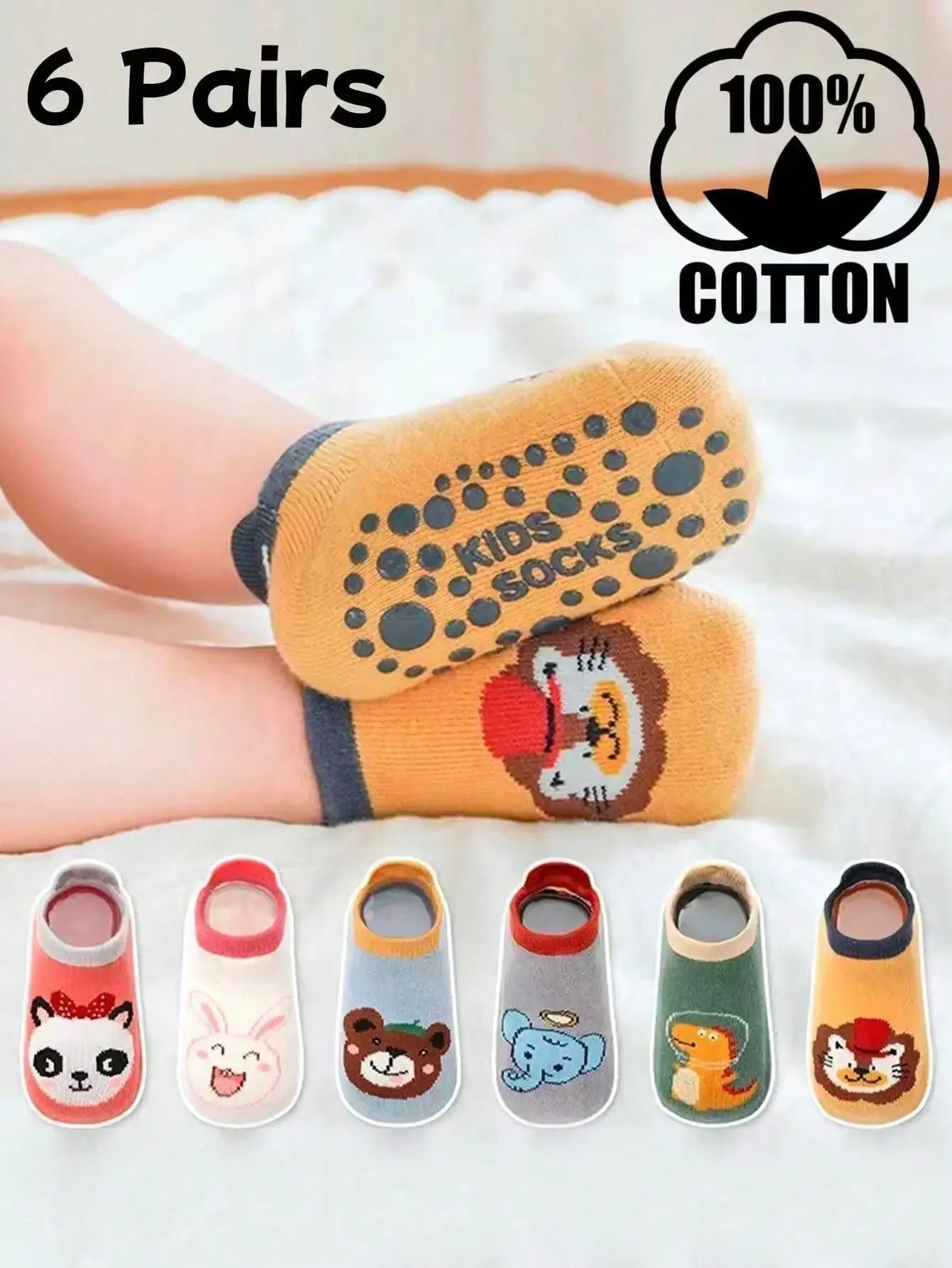 Cotton Newborn Baby Anti Slip Floor Socks With Silicone Grips