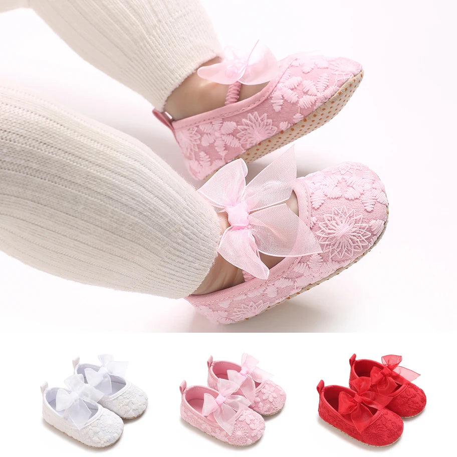 Valen Sina Baby Girl Lace Moccasins Non Slip Soft Soled Shoes