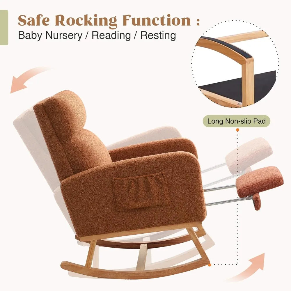 DAFIFY Teddy Rocker Glider Chair With High Backrest For Nursery
