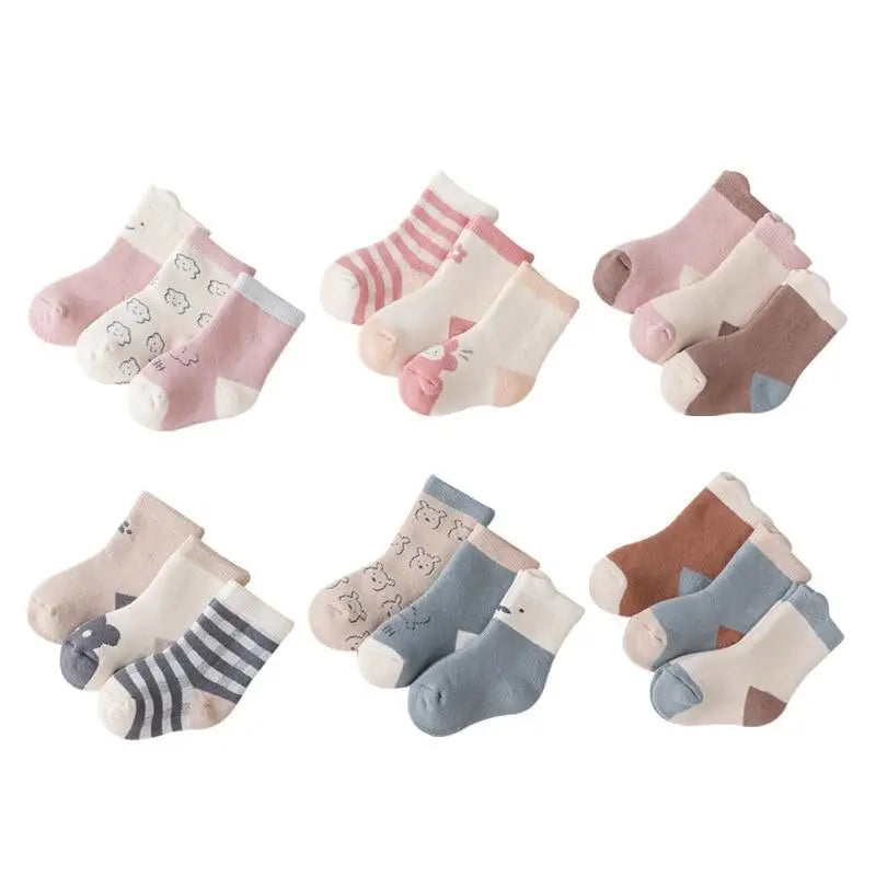 Baby Socks 3 Pack Thick Warm Cotton Polyester All Seasons Unisex