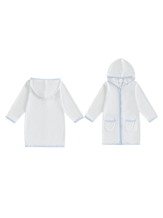 Kids Hooded Beach Towel Poncho With Zipper Swim Cover Up For Boys
