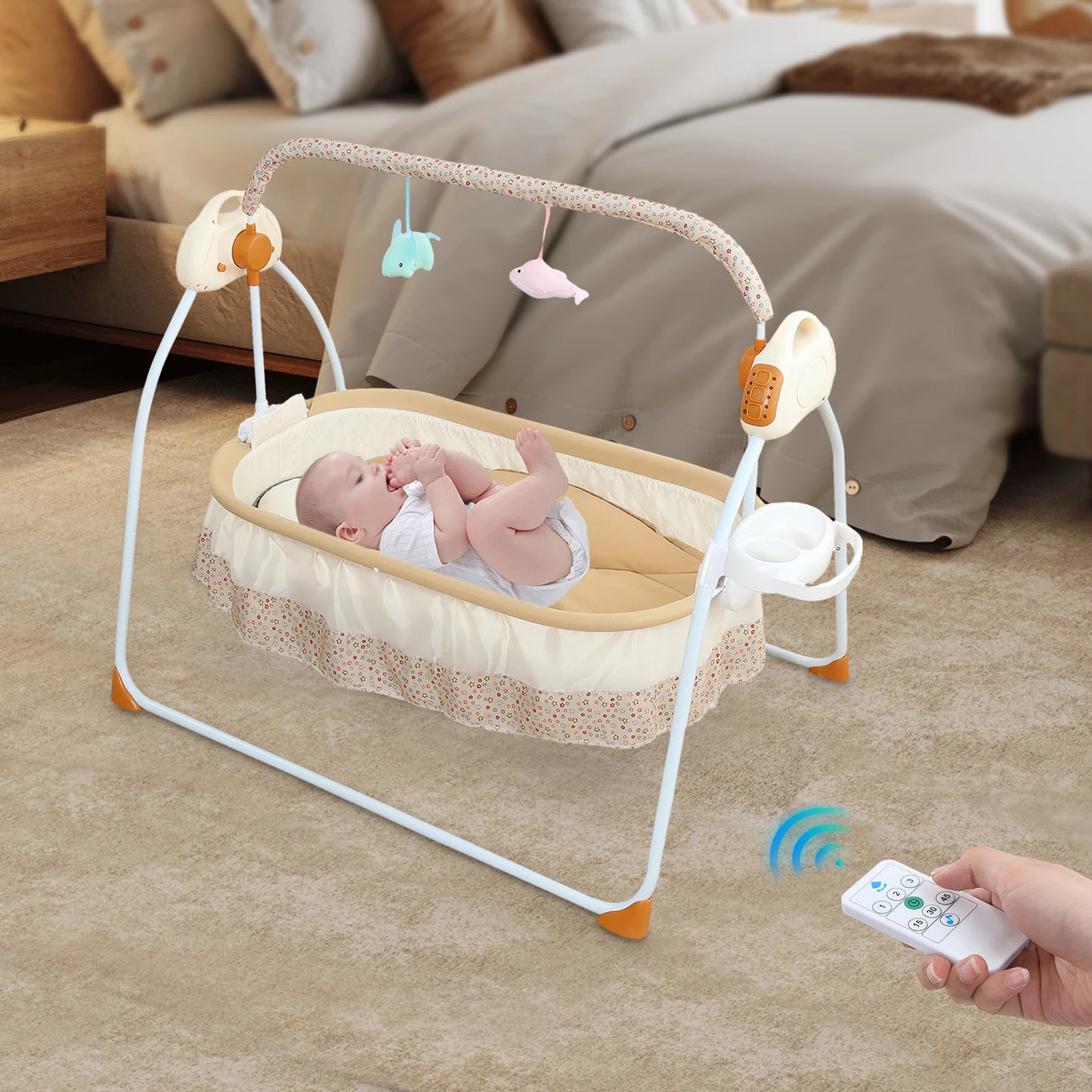 Electric Baby Cradle Foldable With Music Swing And Mosquito Net