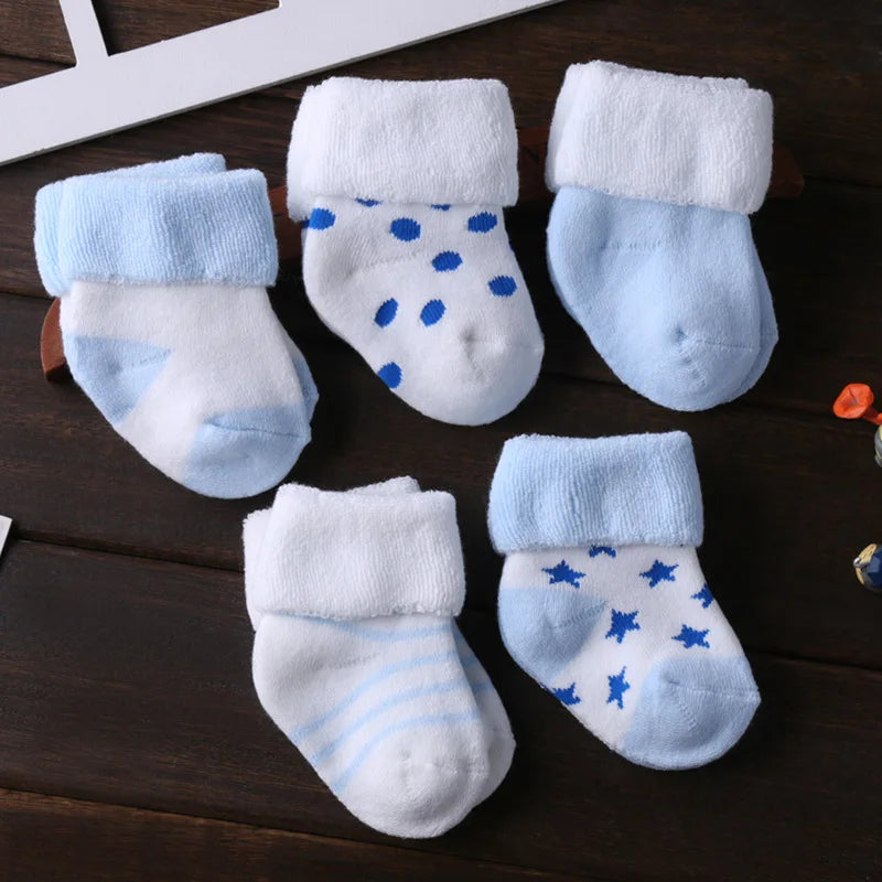 Unisex NonSkid Baby Socks 0-12 Months Cotton 5 Pairs