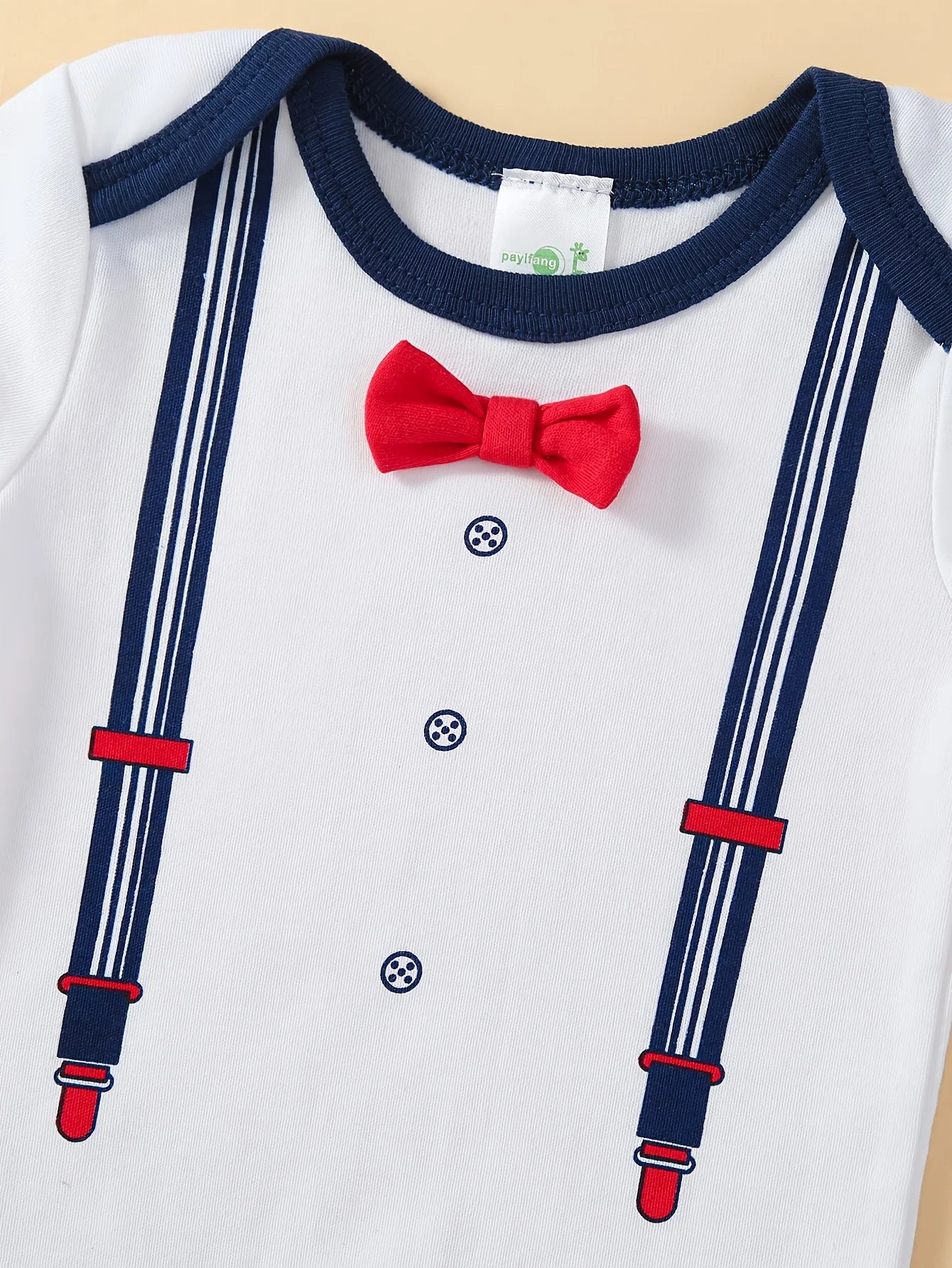 5 Pack Baby Boys Short Sleeve Triangle Bodysuits With Bow Tie Cotton Rompers