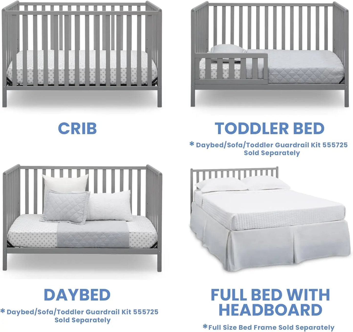 4 In 1 Convertible Crib With Toddler Bed Conversion