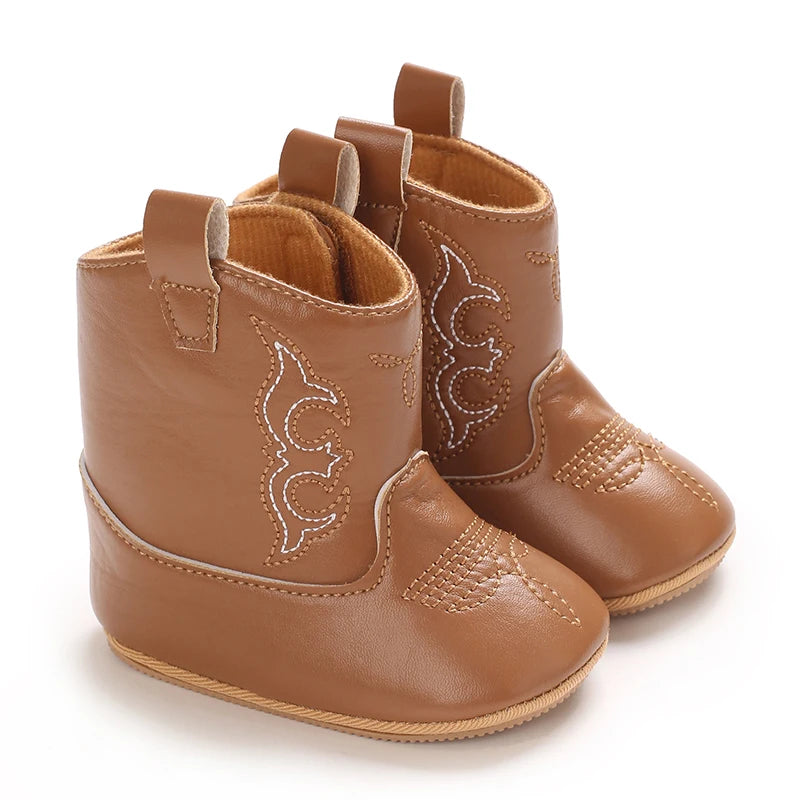Leather Western Baby Boots Cowboy Booties Soft Sole Non Slip