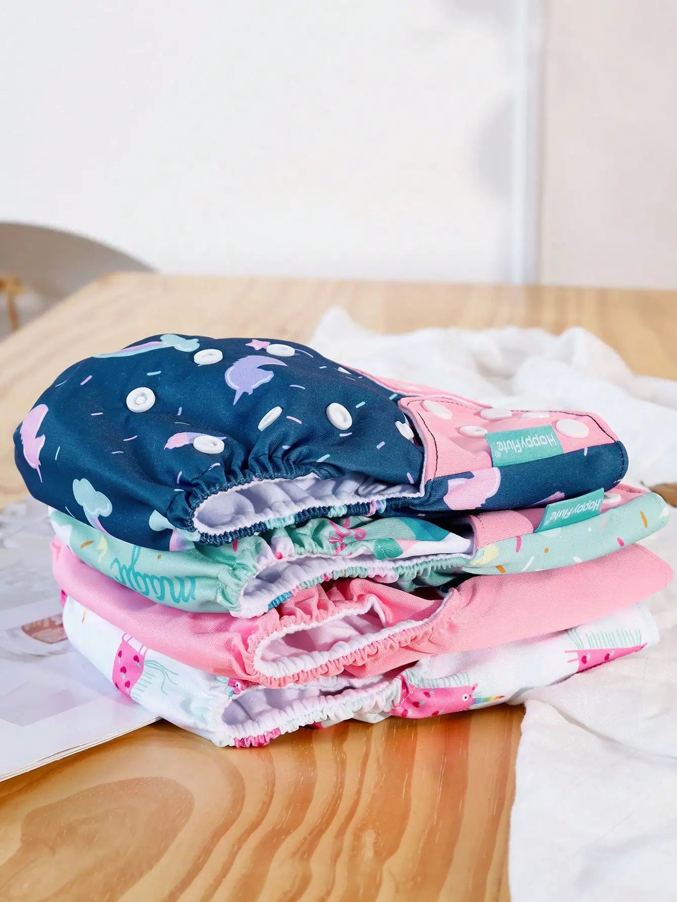 4 Pack Reusable Cloth Diapers With Quick-Dry Fleece Lining Pocket Covers