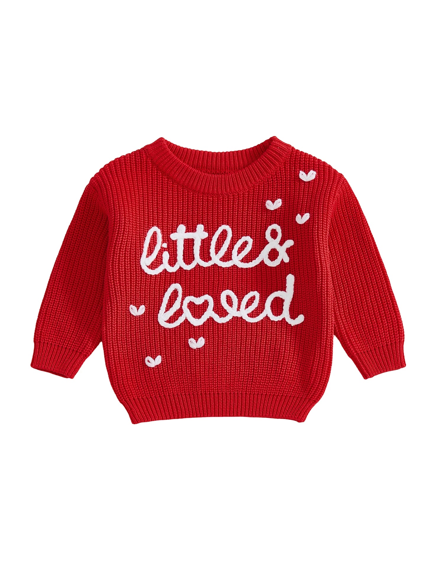 Meihuida Infant Spring Pullover With Embroidered Letters Hearts Crewneck