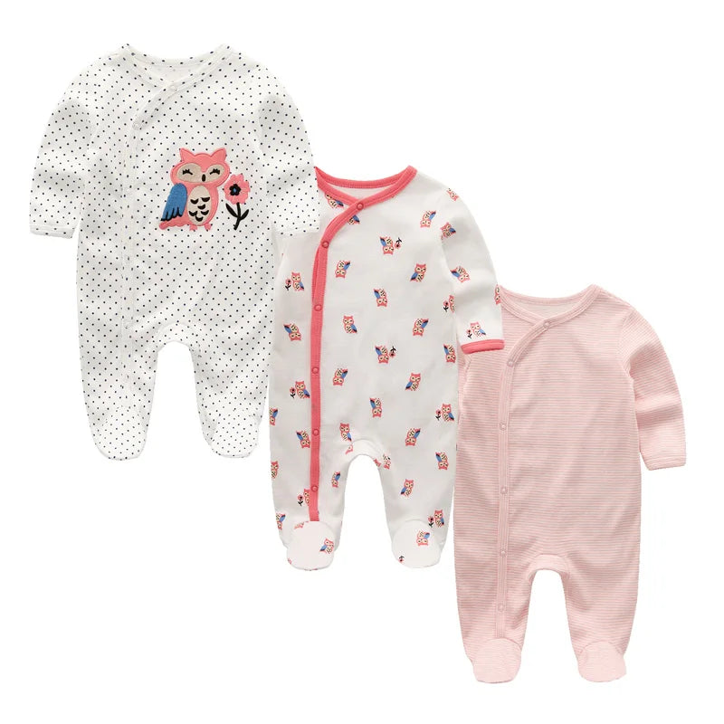 Cotton Baby Romper Footies Set 3 Pieces Unisex All Seasons