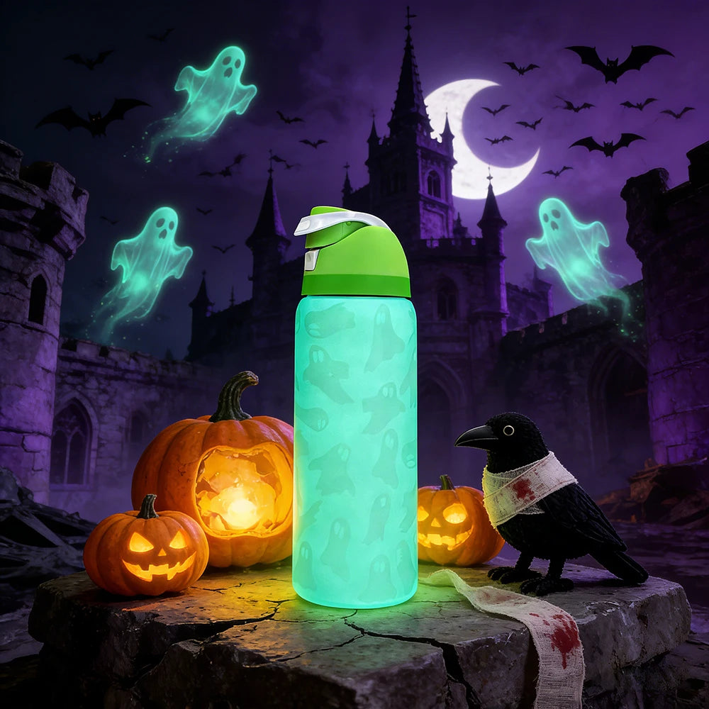 Nightlight Ghost Stainless Steel Insulated Water Bottle with Straw
