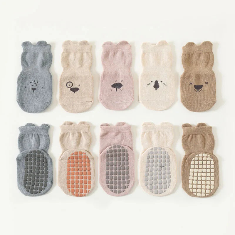 Baby Non Slip Socks Cartoon Animals Pattern Breathable Kids Indoor Socks