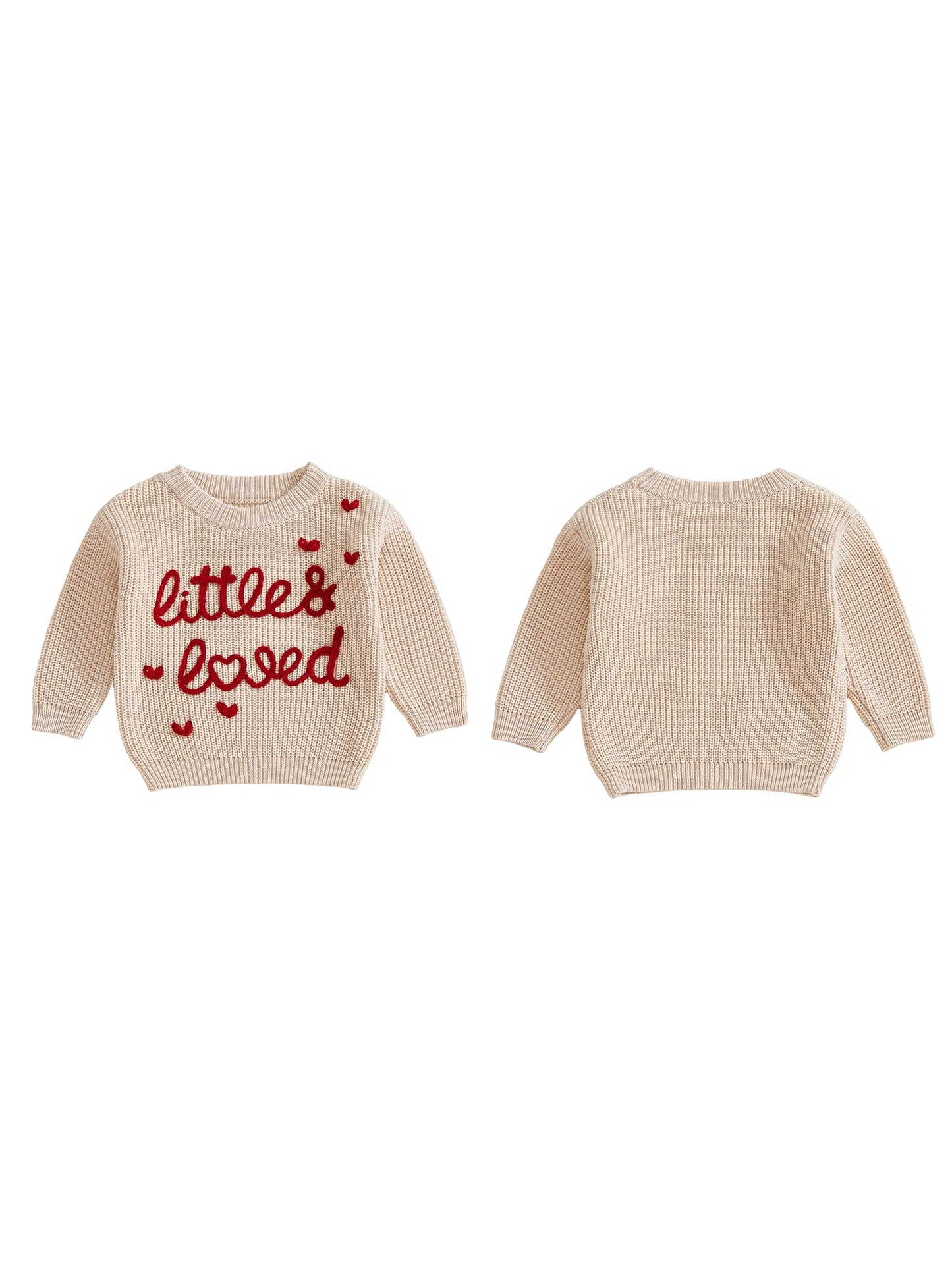 Meihuida Infant Spring Pullover With Embroidered Letters Hearts Crewneck