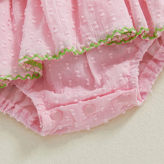 Floral Print Infant Sleeveless Romper With Ruffle And Bow