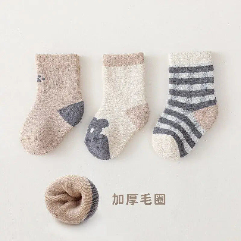 Baby Socks 3 Pack Thick Warm Cotton Polyester All Seasons Unisex
