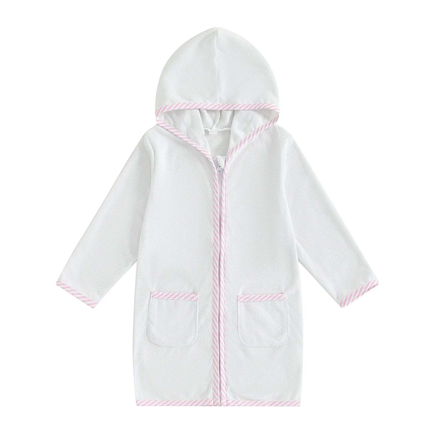 Kids Hooded Beach Towel Poncho With Zipper Swim Cover Up For Boys