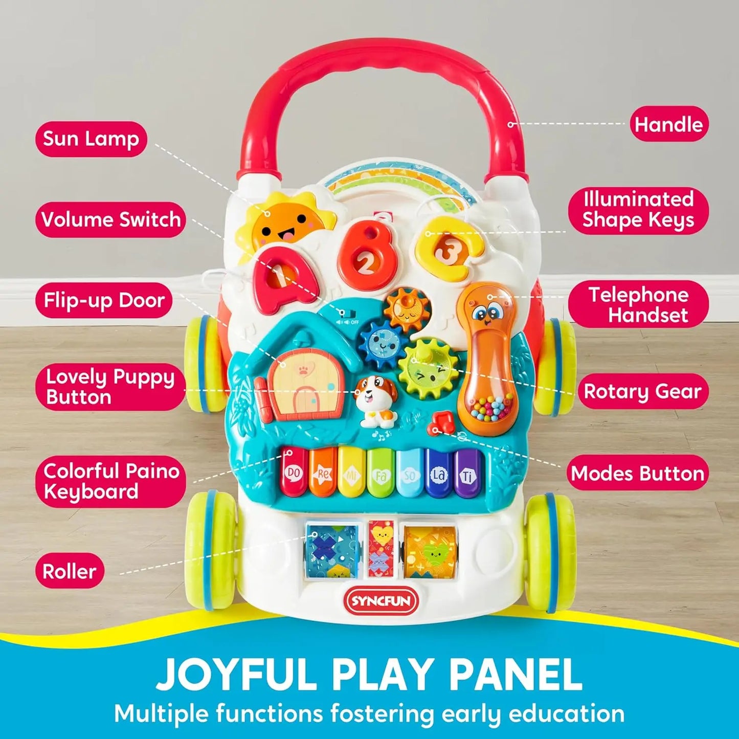Joyfy Educational Two in One Baby Walker Sit to Stand