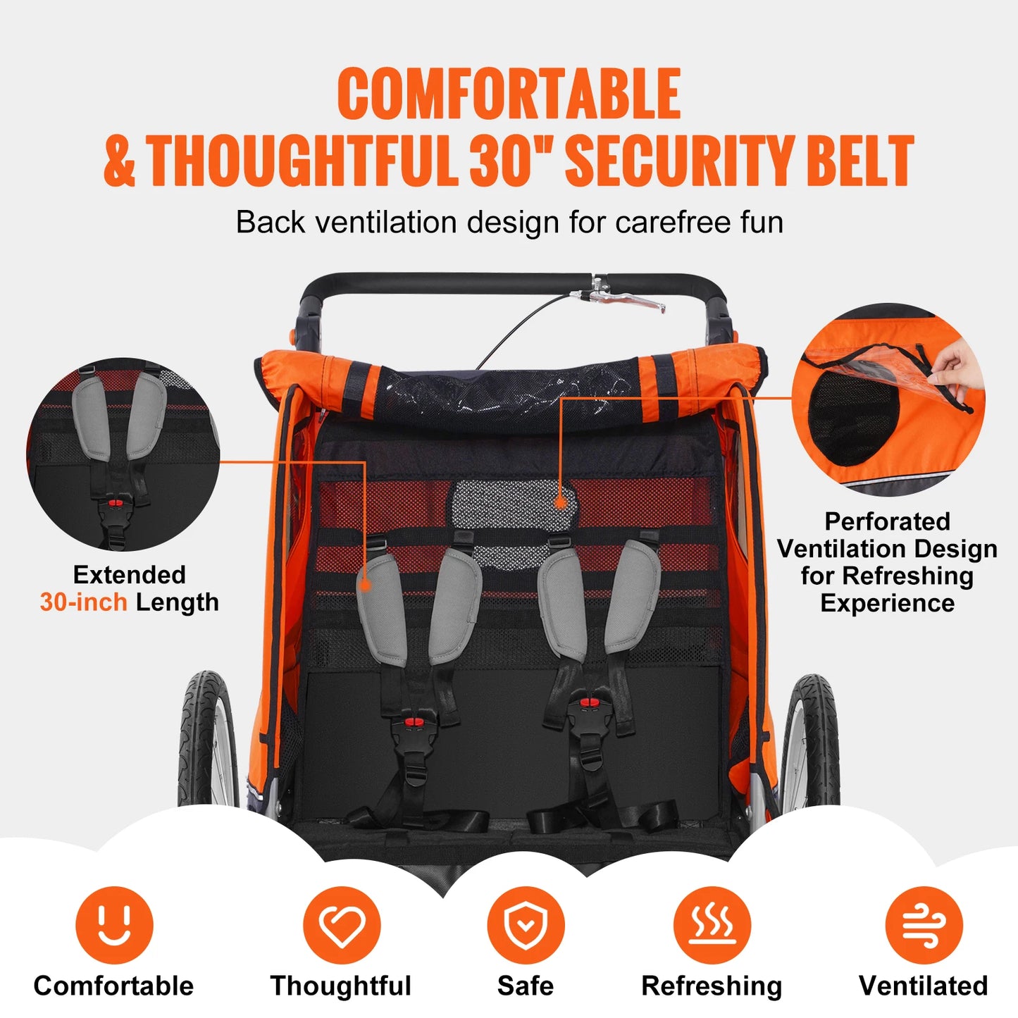 SucceBuy Dual Seat Child Bike Trailer Converts To Stroller