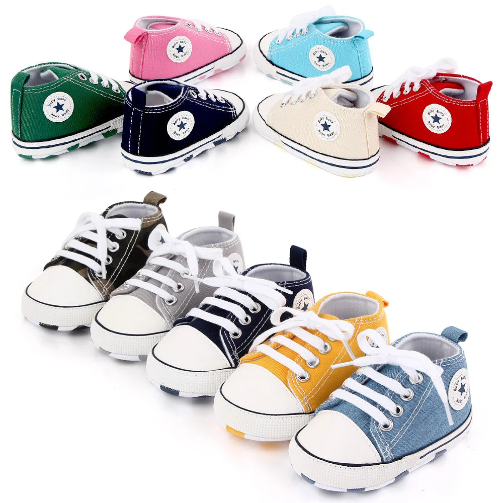 Unisex Baby Canvas Sneakers First Walkers Soft Sole Non Slip