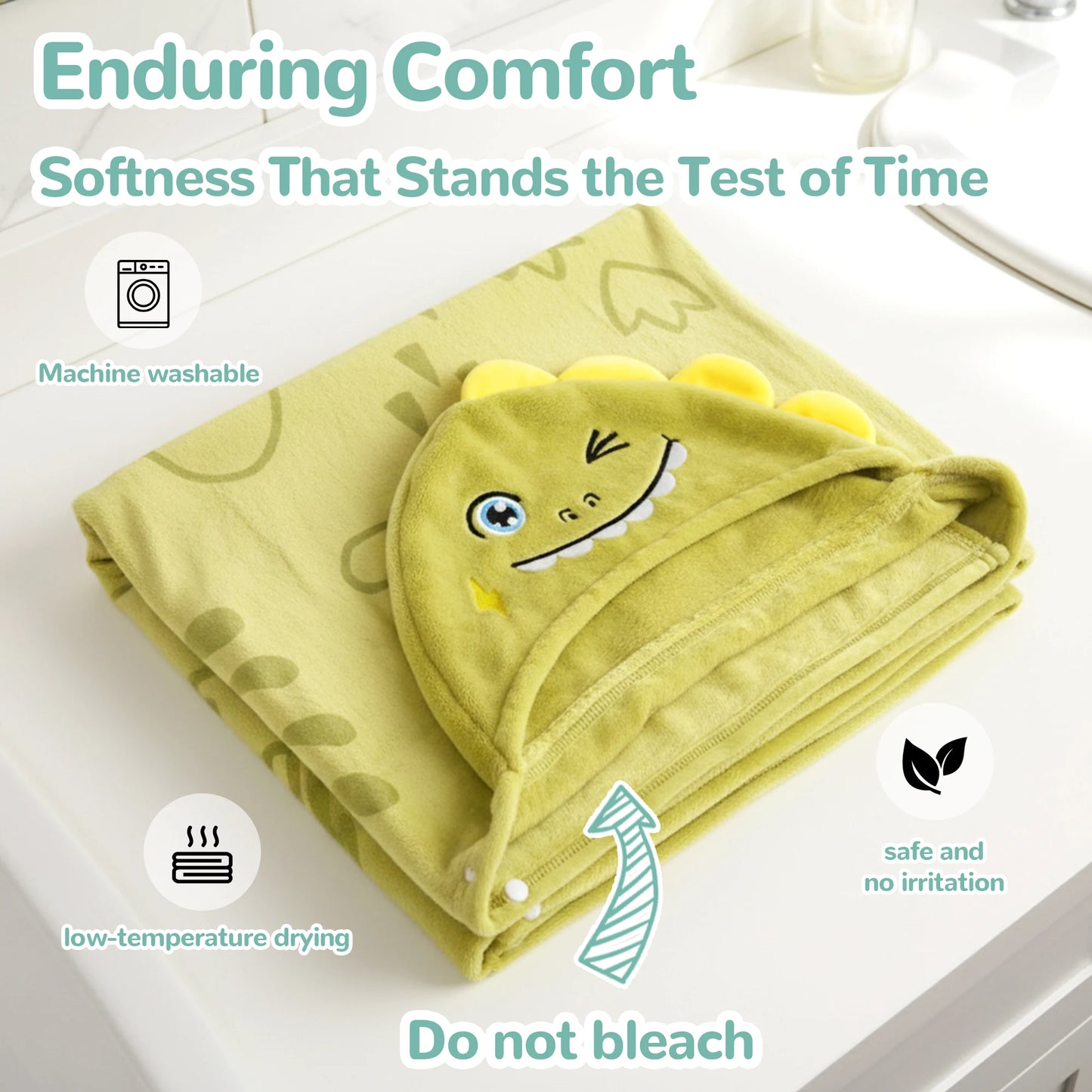 HECCEI Hooded Baby Towels HoodieHug Ultra Soft Coral Fleece Bath Towel