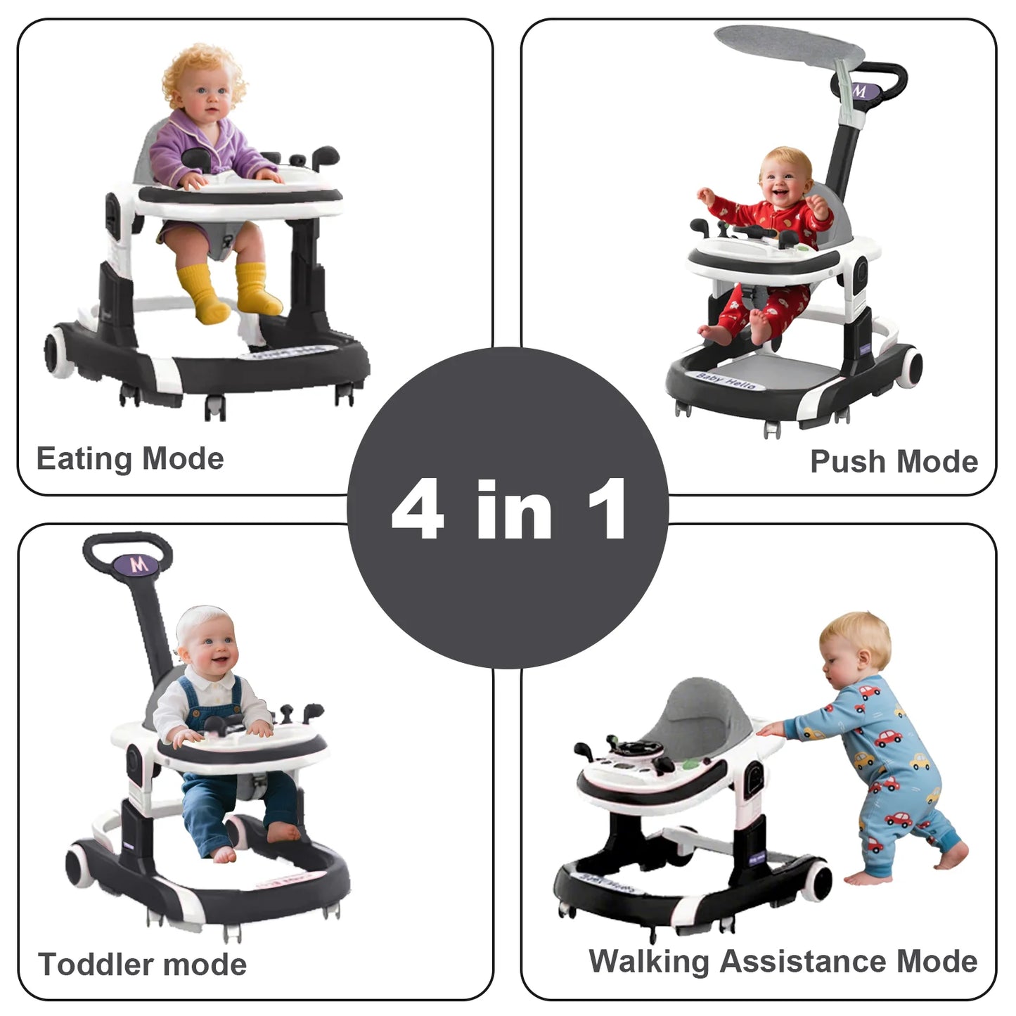 Multifunctional Baby Walker With Sunshade And Anti-Rollover Stroller