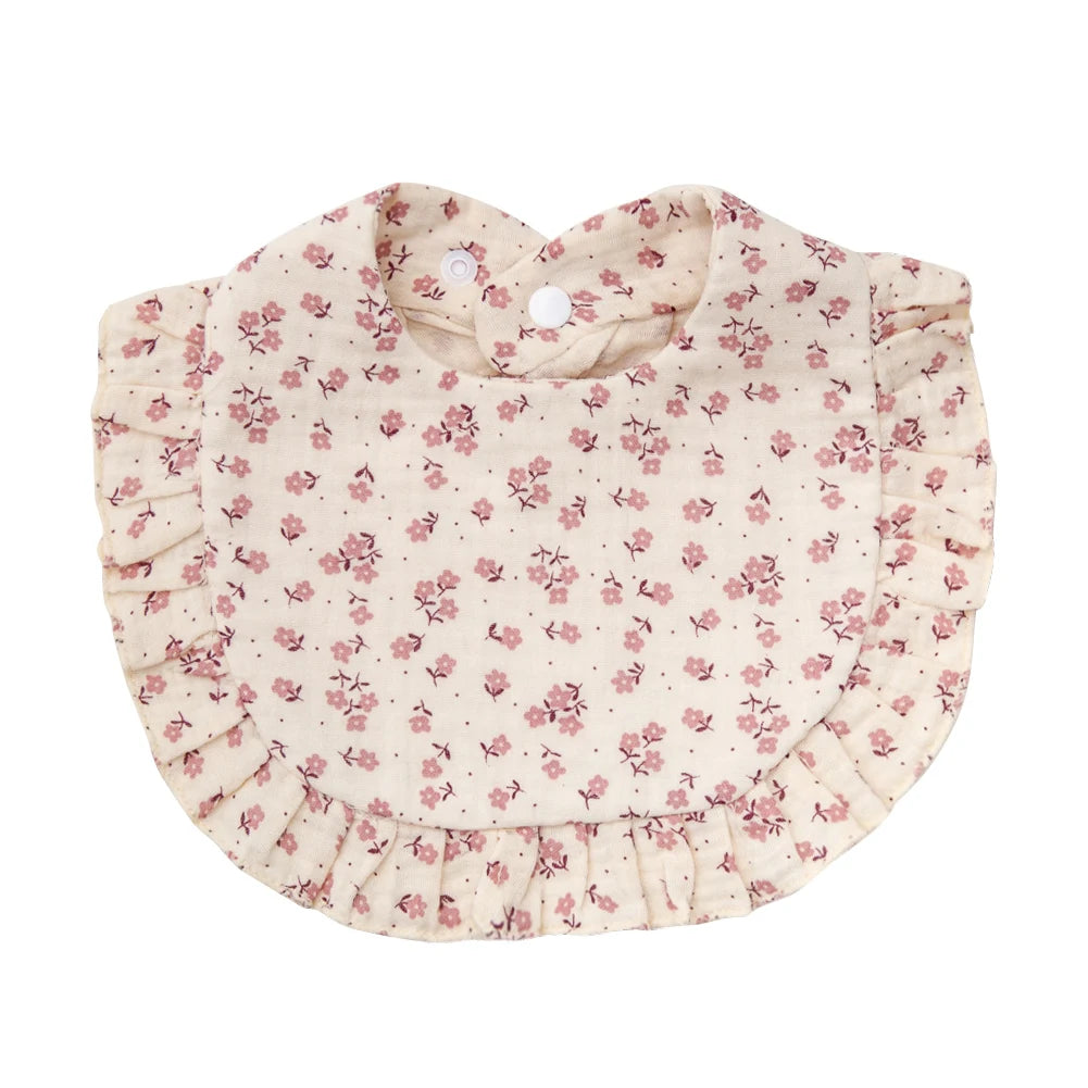 Flower Print Baby Bibs With Adjustable Snap Towel Burp Cloths