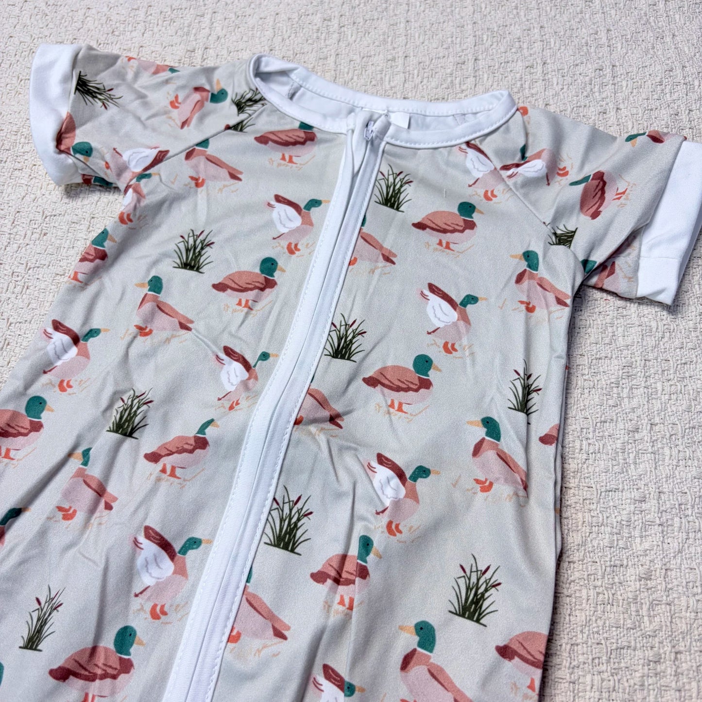 Baby Boy Summer Zipper Romper With Duck Design Casual Wear