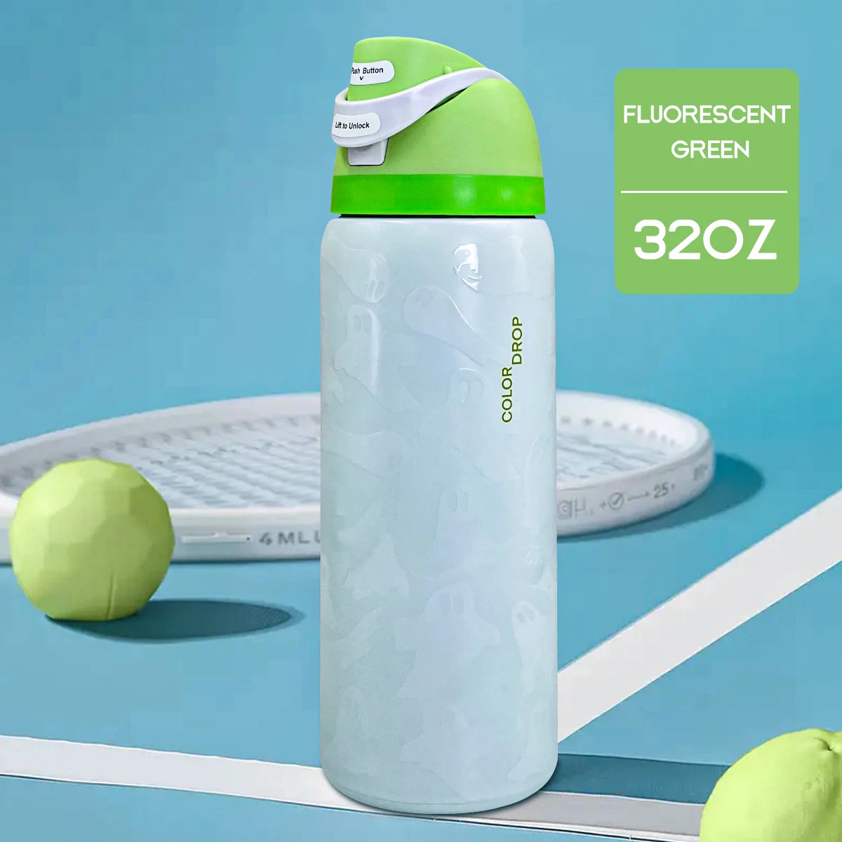 Nightlight Ghost Stainless Steel Insulated Water Bottle with Straw
