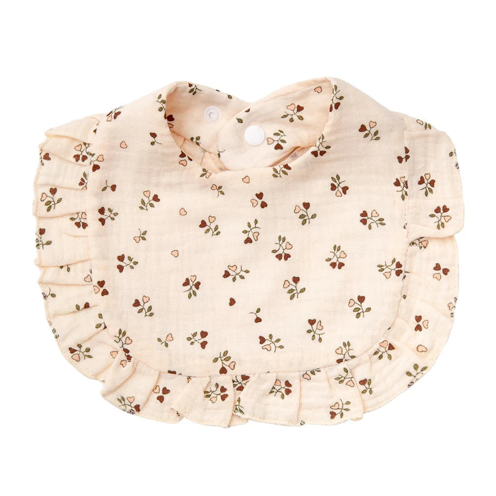 Flower Print Baby Bibs With Adjustable Snap Towel Burp Cloths