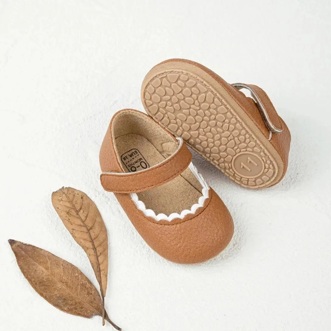 Meckior Infant Leather Anti Slip First Walkers Shoes Girls