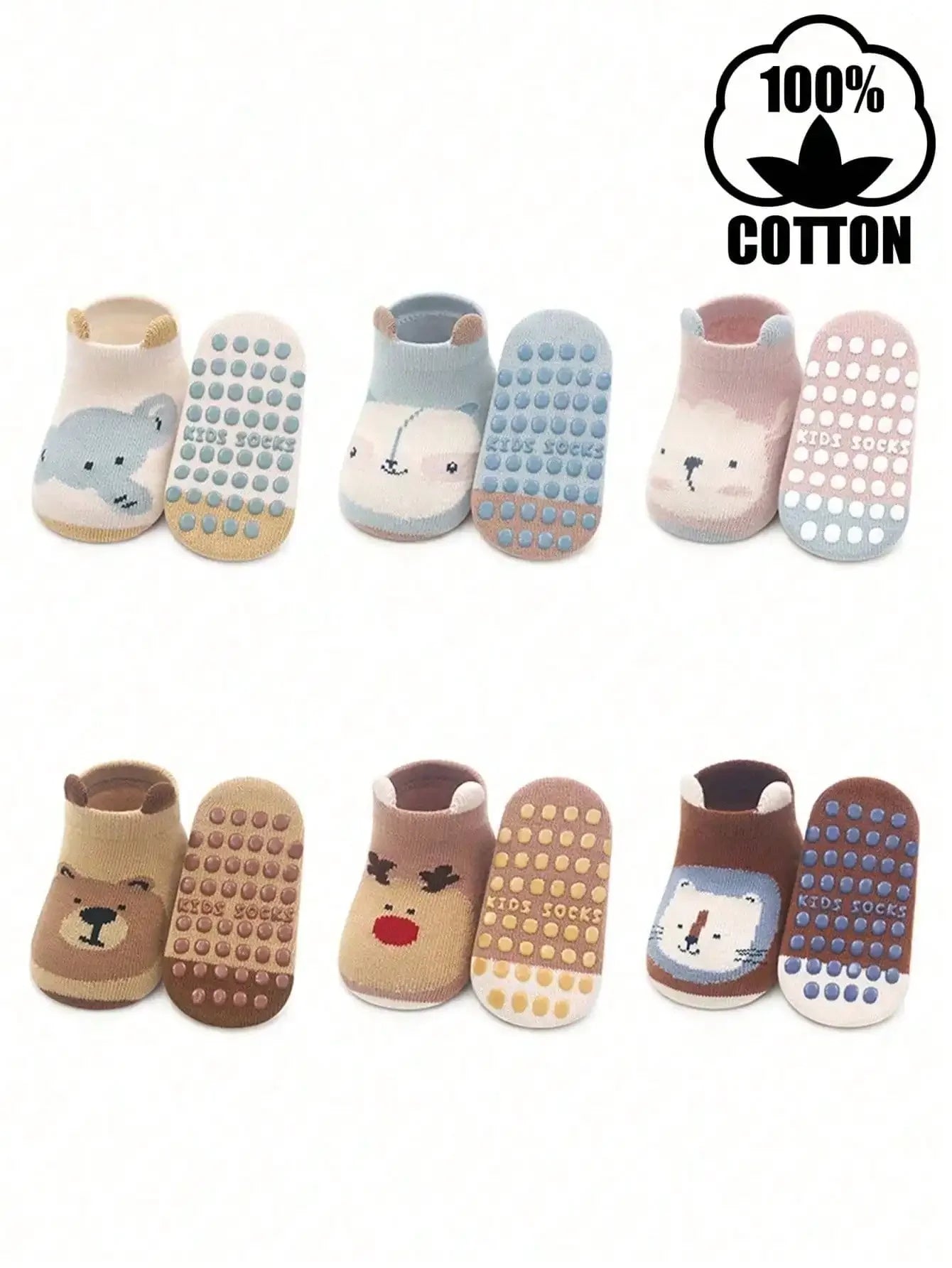 Cotton Newborn Baby Anti Slip Floor Socks With Silicone Grips