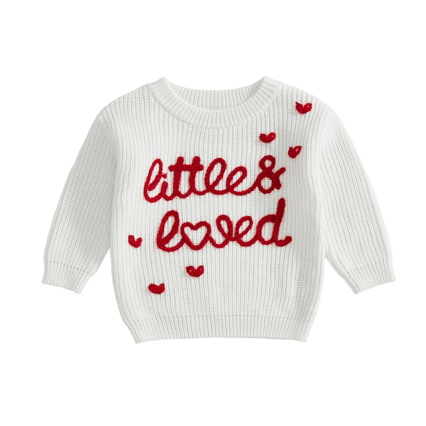 Meihuida Infant Spring Pullover With Embroidered Letters Hearts Crewneck