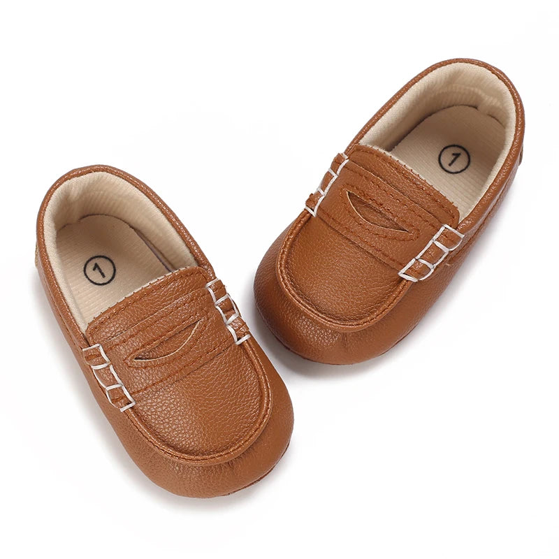 Samita Leather Infant Crib Shoes For Baby Boys Antislip Moccasins
