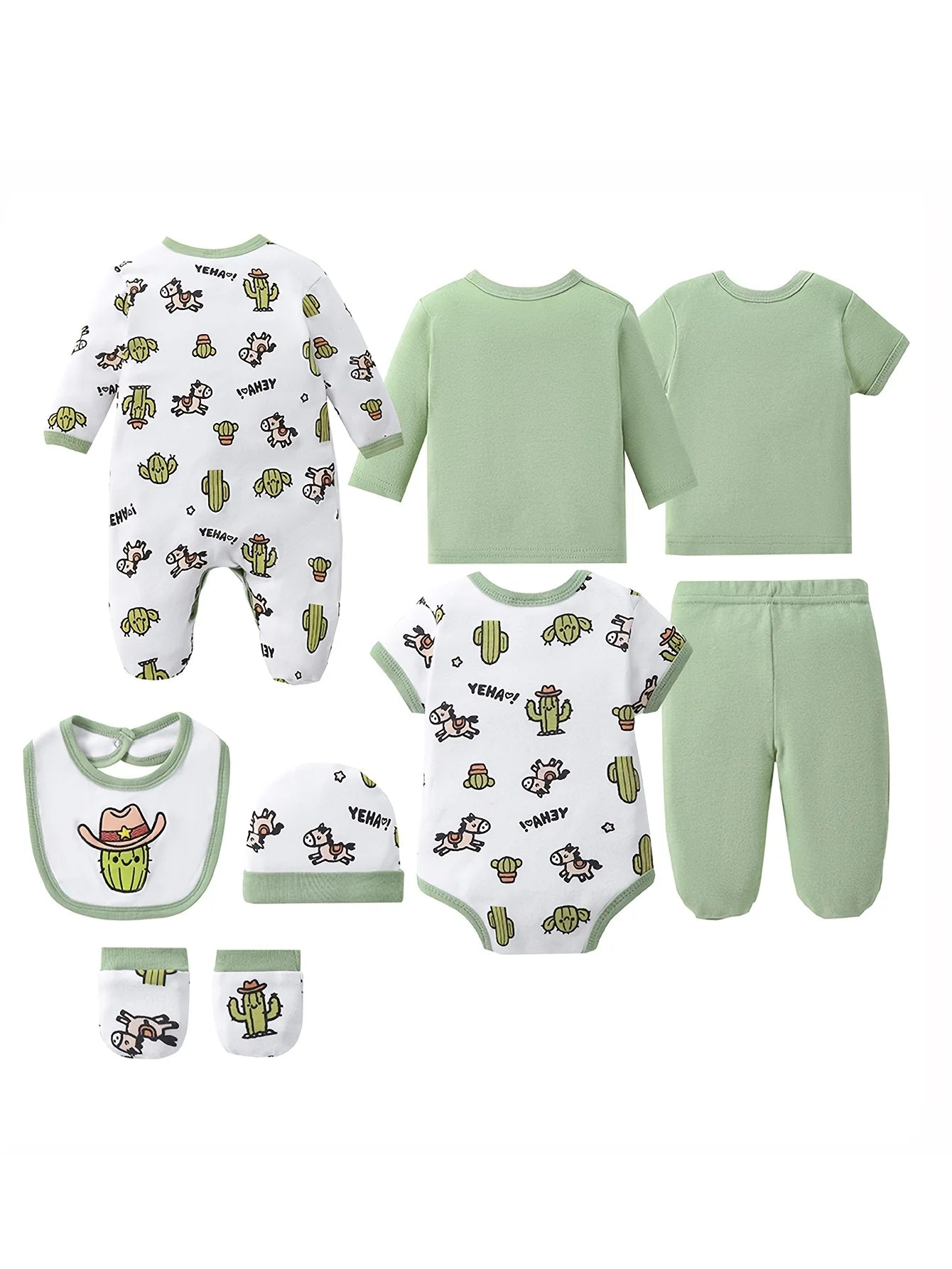 Cute Newborn Layette Set 8 Piece Unisex Baby Outfits