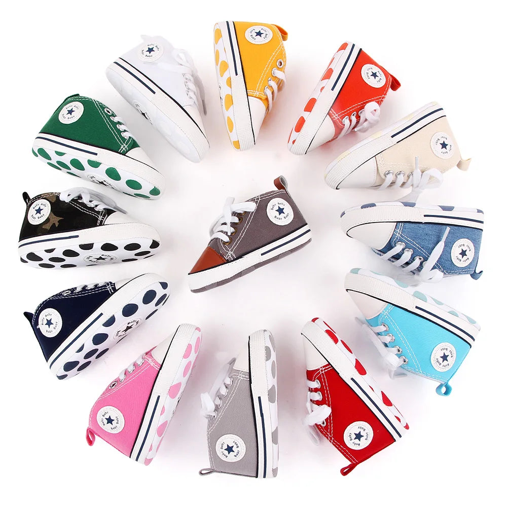 Unisex Baby Canvas Sneakers First Walkers Soft Sole Non Slip
